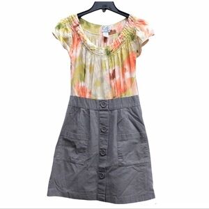 Tabitha one piece floral silk top grey big buttoned skirt casual dress